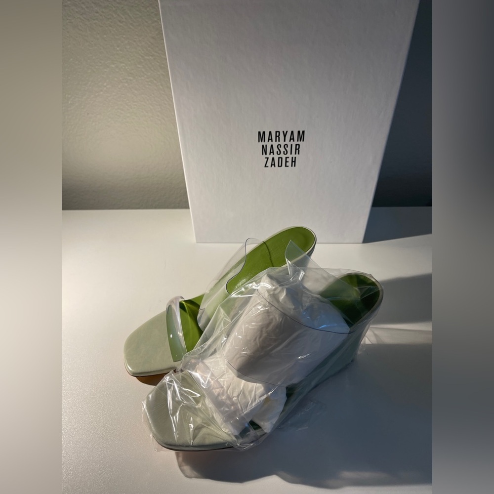 Maryam Nassir Zadeh Olympia Wedge Sandals Sage Green EU 37 - Picture 8 of 11